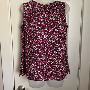 Talbots dotted pattern blouse shoulder bow detail